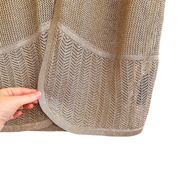 Chico’s Traveler’s Gold Metallic Open Knit Vest Topper size 2/ Large - Picture 2 of 4